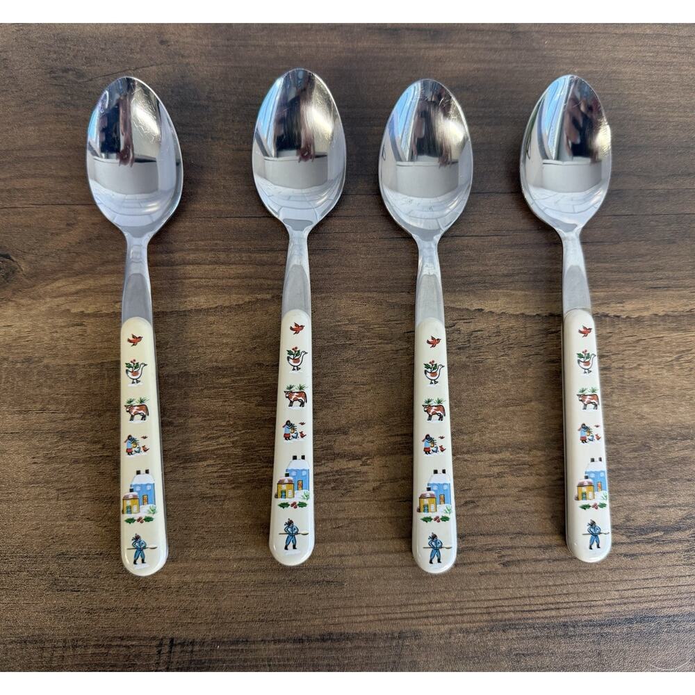 RARE 4 International Heartland Tableworks Christmas Tea Spoons-Cozy Cottage